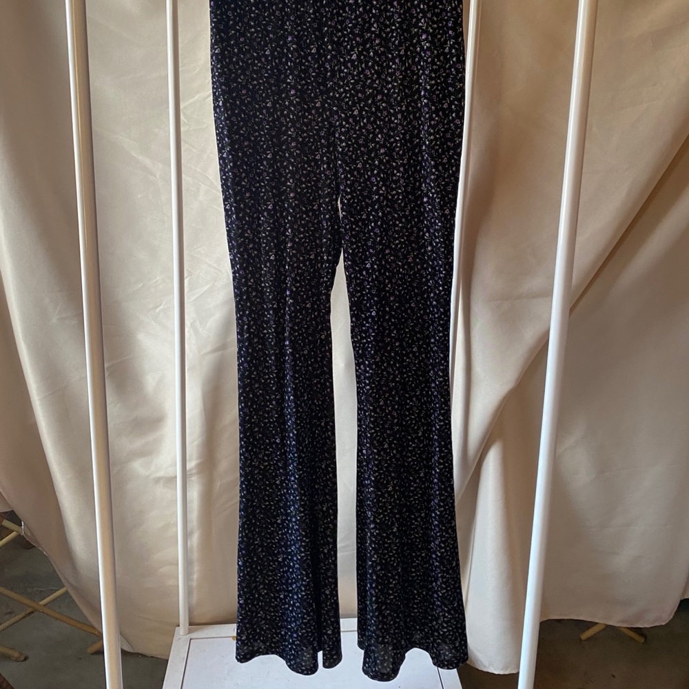 Black and purple elastic flare pants